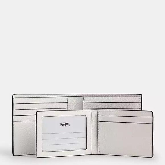 NWT Coach billfold wallet signature canvas varsity motif CAK48 Chalk & Black - Picture 8 of 8